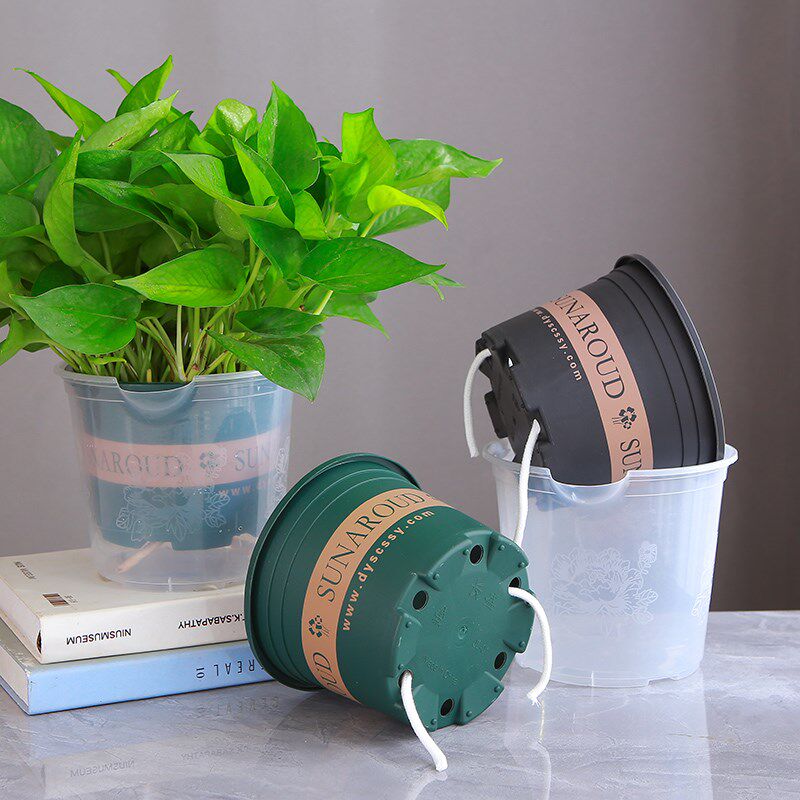 绿萝自动吸水花盆专用透明塑料一加仑水培套盆家用懒人桌面室内