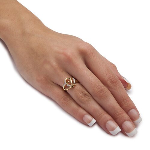 极速fashion Delicate Double Heart Finger Ring For Women CZ Z