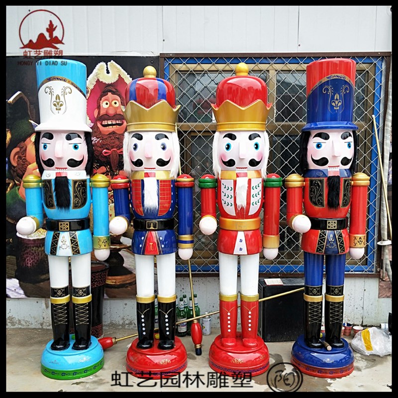 玻璃钢胡桃夹子士兵模型彩绘人偶卡通人物雕塑商场步行街装饰摆件