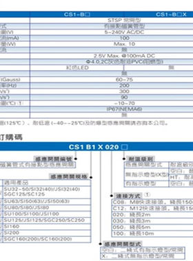 亚德客型磁性开关CS1-B1-B2-B3-B4-B5CS1A020/CS1-A(020两米线