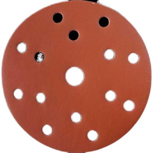 橙砂6寸15孔干磨砂纸陶瓷锆钢玉植绒圆盘磨片批土打磨抛光砂纸片