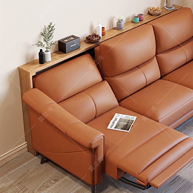 .全实木功能电动沙发后置物架长条窄边桌子靠墙落地缝隙收纳层架