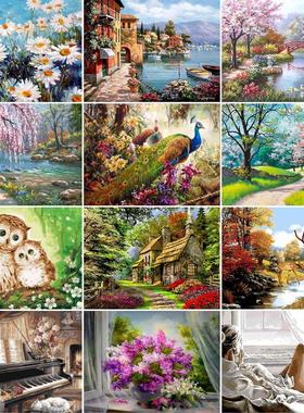 .DIY Paint by Number Flower Picture Colouring Painting Numbe