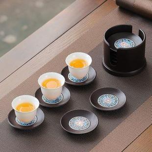 茶道隔热垫杯托办公室功夫茶具配件家用防滑防烫茶托 电木杯垫套装