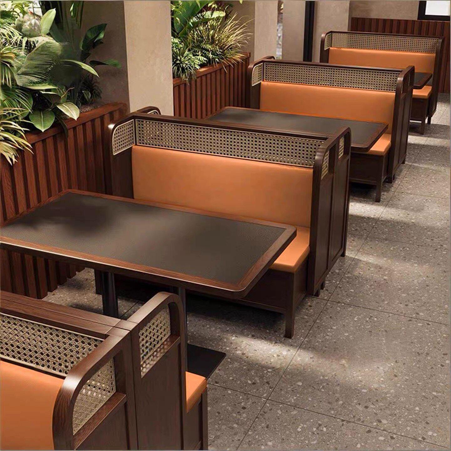 桔子山野风餐饮店专用桌子卡座桌面馆餐厅麻辣烫饭店快餐桌椅组合
