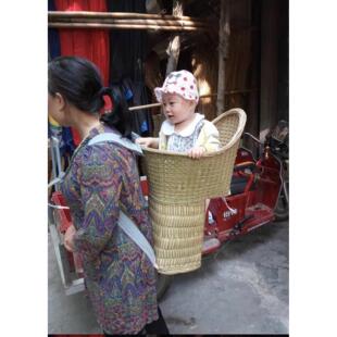 新品宝宝背篼竹编婴儿童小孩四季通用纯手工背娃娃婴儿竹背篓天然
