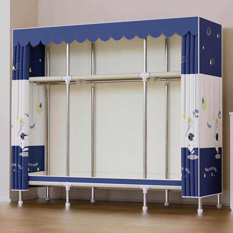 简易衣柜家用卧室结实耐用加粗加厚钢管组装布衣柜出租房用经济型