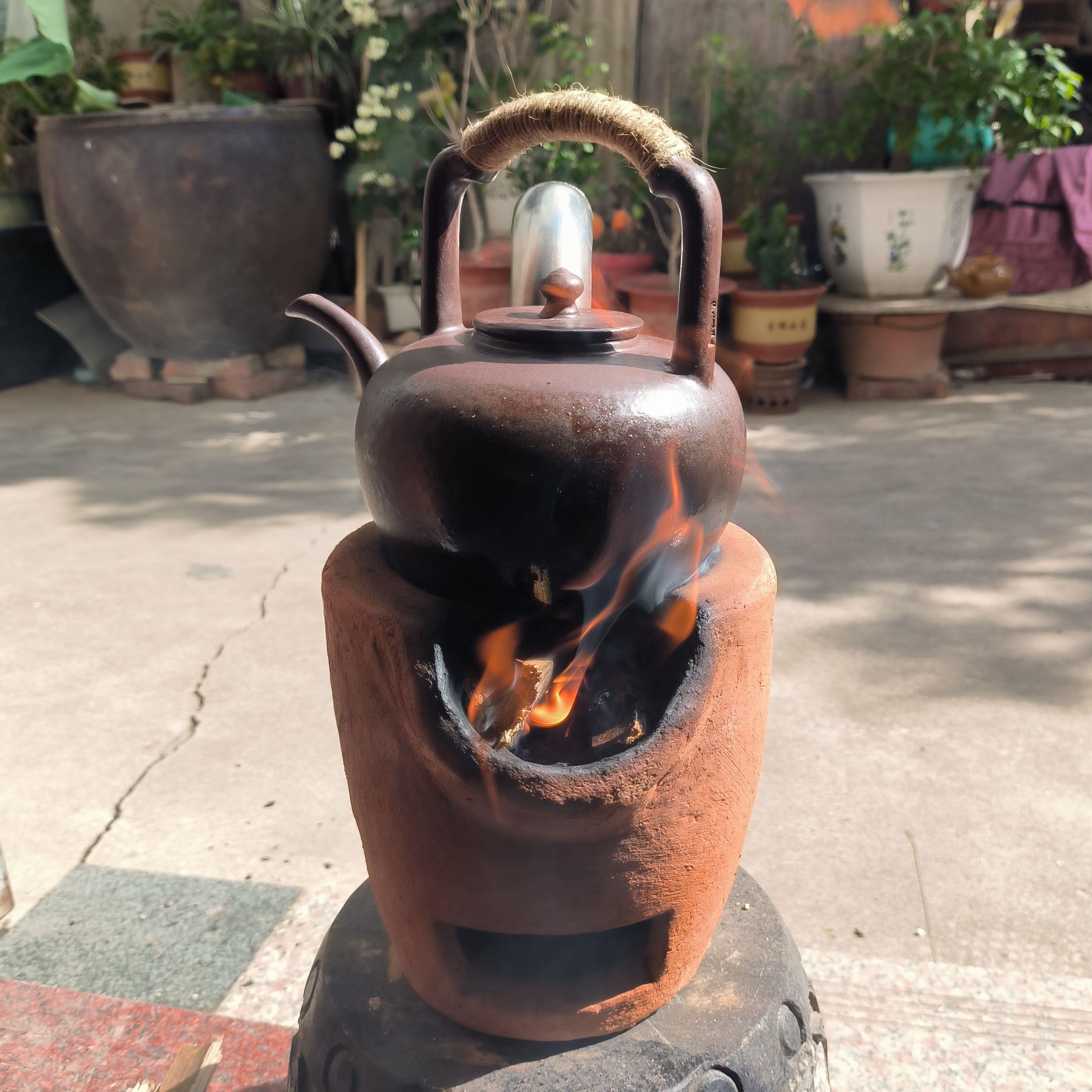 柴火炉小号小炭炉煮茶炉烟囱炉潮州红泥炭炉泥炉煮茶家用