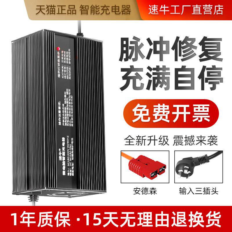 24v15a洗地机扫地车智能充电器12v36伏48v电动堆高机充电机手推式