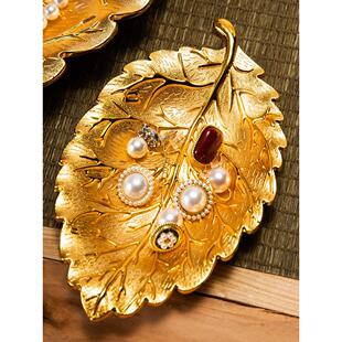 东南亚树叶子首饰盘金属展示珠宝托盘项炼陈列架覆古干糖果水果盘