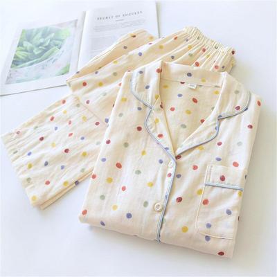 新款全棉睡衣女春秋夏薄款纯棉长袖可外穿开衫家居服套装双层纱布