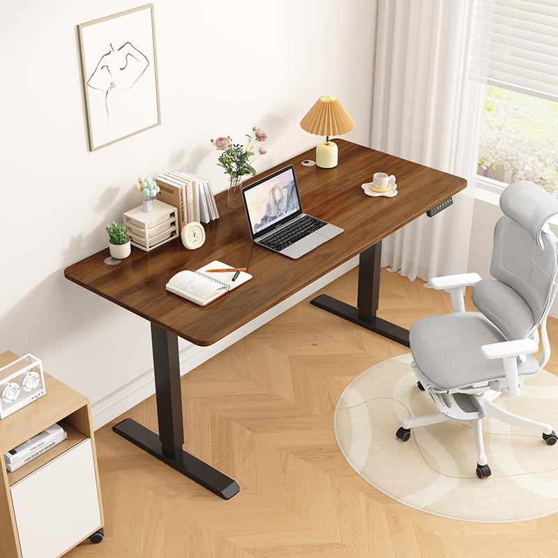 实木电动升降桌智能电脑桌可升降电竞桌子家用学习办公书桌工作台