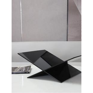 简约黑色亚克力杂志架摆件家居书房桌面收纳木质展示架书柜装饰品