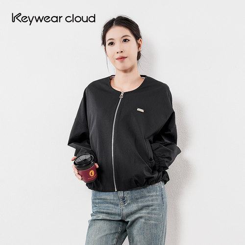 Keywearcloud奇威CleanFit纯色短款显高时尚拉链棒球服休闲外套