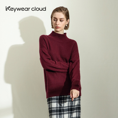 纯色套头针织衫KeyWear高领