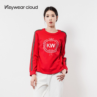 撞色字母印花卫衣百搭女款 时尚 棉上衣 新款 Keywearcloud奇威秋季