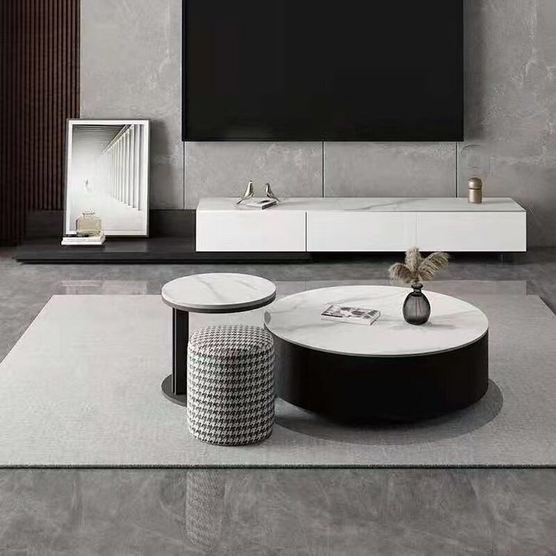 岩板伸缩茶几电视柜三件套