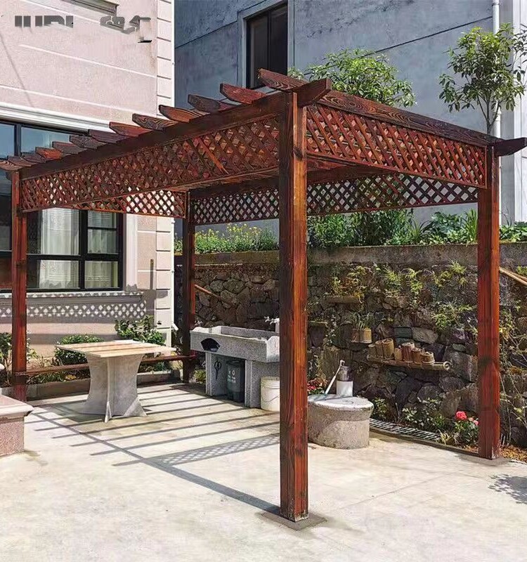 碳化防腐木户外庭院葡萄架凉亭
