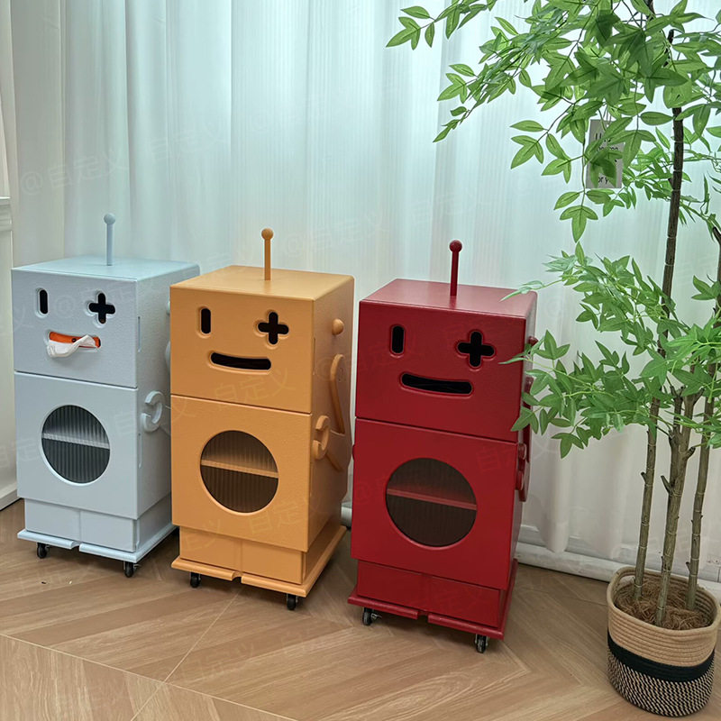 创意机器人床头柜子简约客厅沙发边柜移动收纳储物柜多功能展示柜
