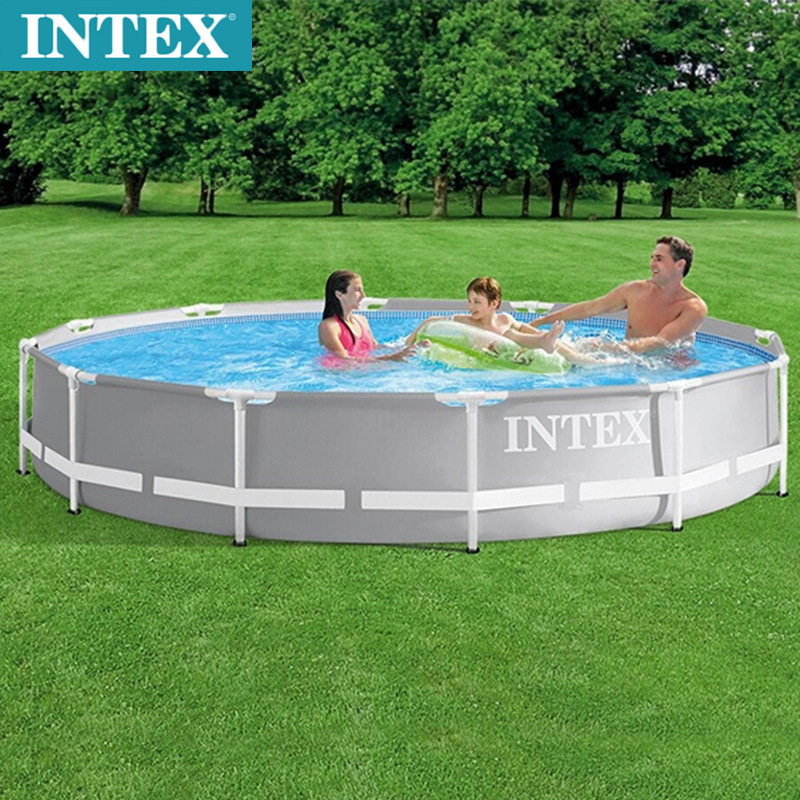 INTEX26710圆形支架儿童泳池成人家用户外小孩水上乐园钓鱼养鱼池