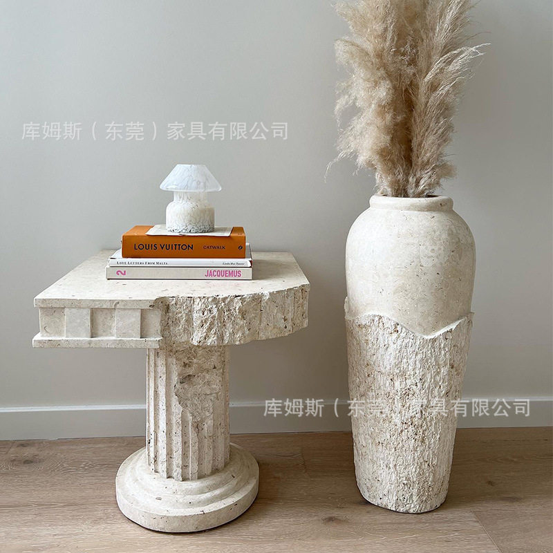 意大利边几设计师款别墅客厅家用轻奢复古破碎效果咖啡桌个性角几