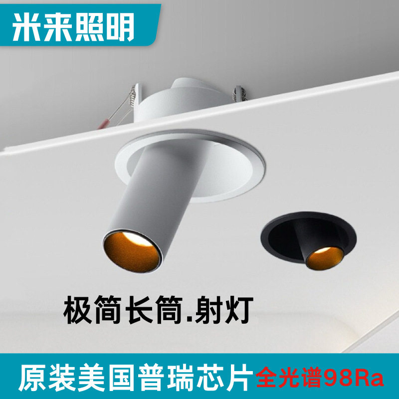 设计师推荐 长鼻筒射灯嵌入式玄关照画旋转可调角度长筒聚光灯