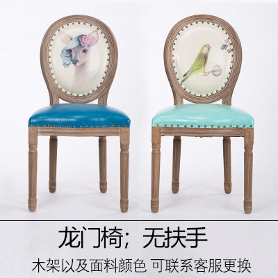 欧式实木复古餐椅家用咖啡厅