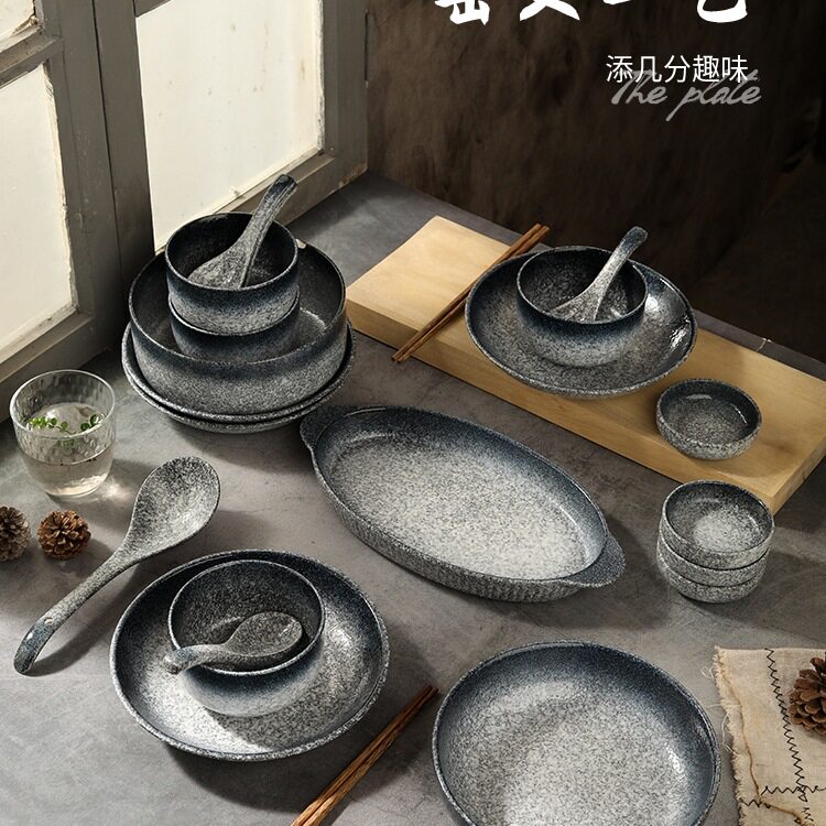 批发日式碗碟套装家用轻奢乔迁餐具陶瓷感碗具简约碗筷组合碗