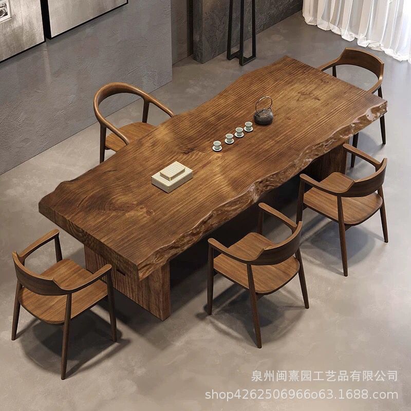 大板新中式实木泡茶桌椅组合