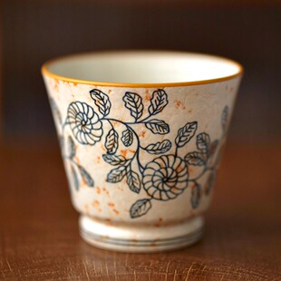 丛一好物汐月堂手作复古青花陶瓷化妆土手绘牡丹花拉花拿铁咖啡杯