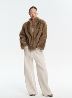 LINY LIBERTY 25AW 冬日复古感宽松环保毛绒纺皮草外套女加厚上衣