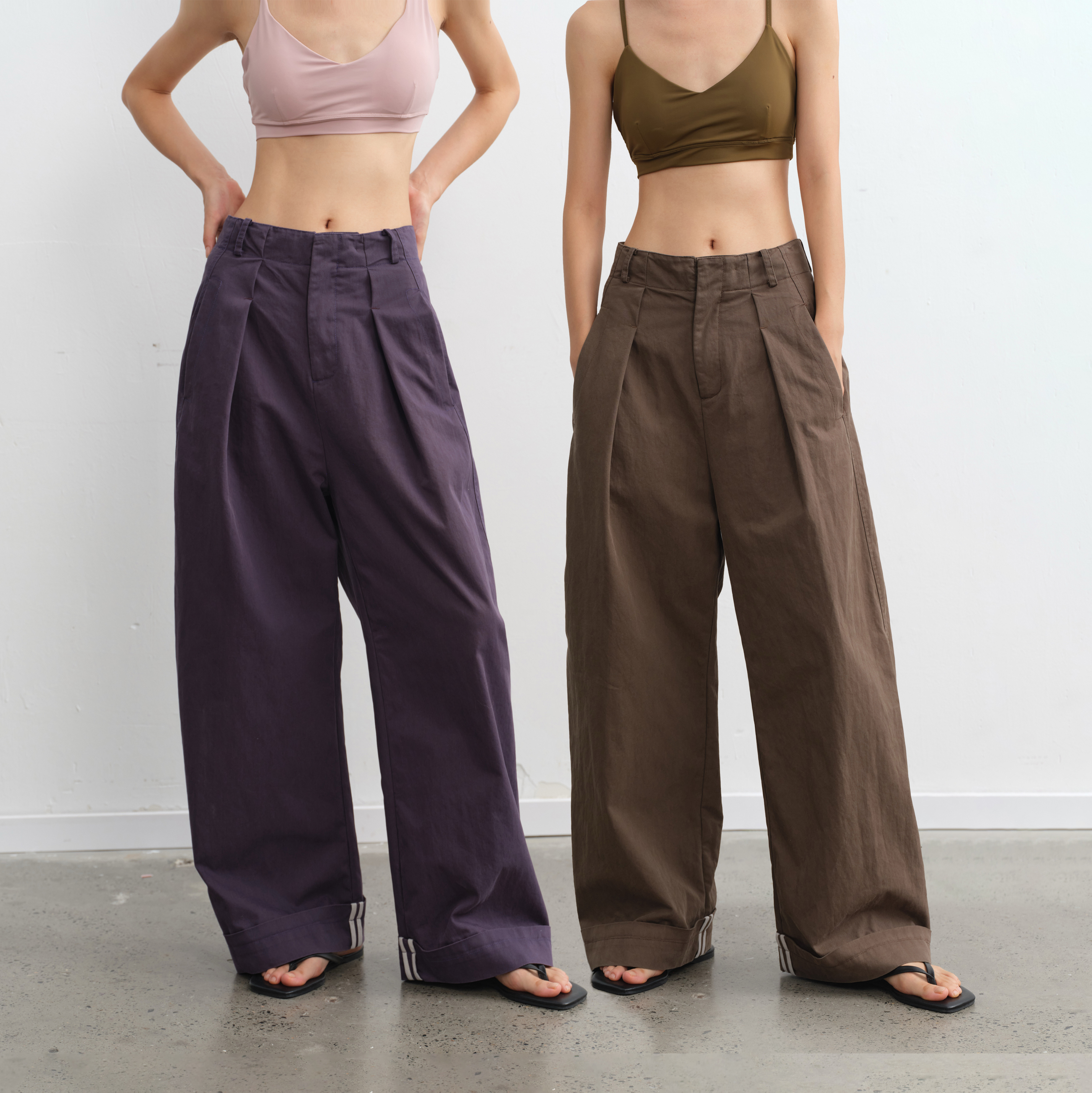 复古设计感直筒宽松休闲裤女