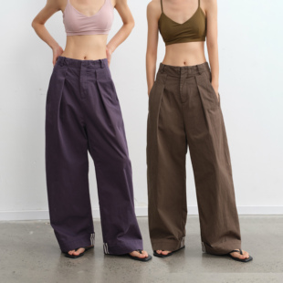 LINY LIBERTY 25AW 复古设计感直筒宽松慵懒休闲裤女工装阔腿长裤