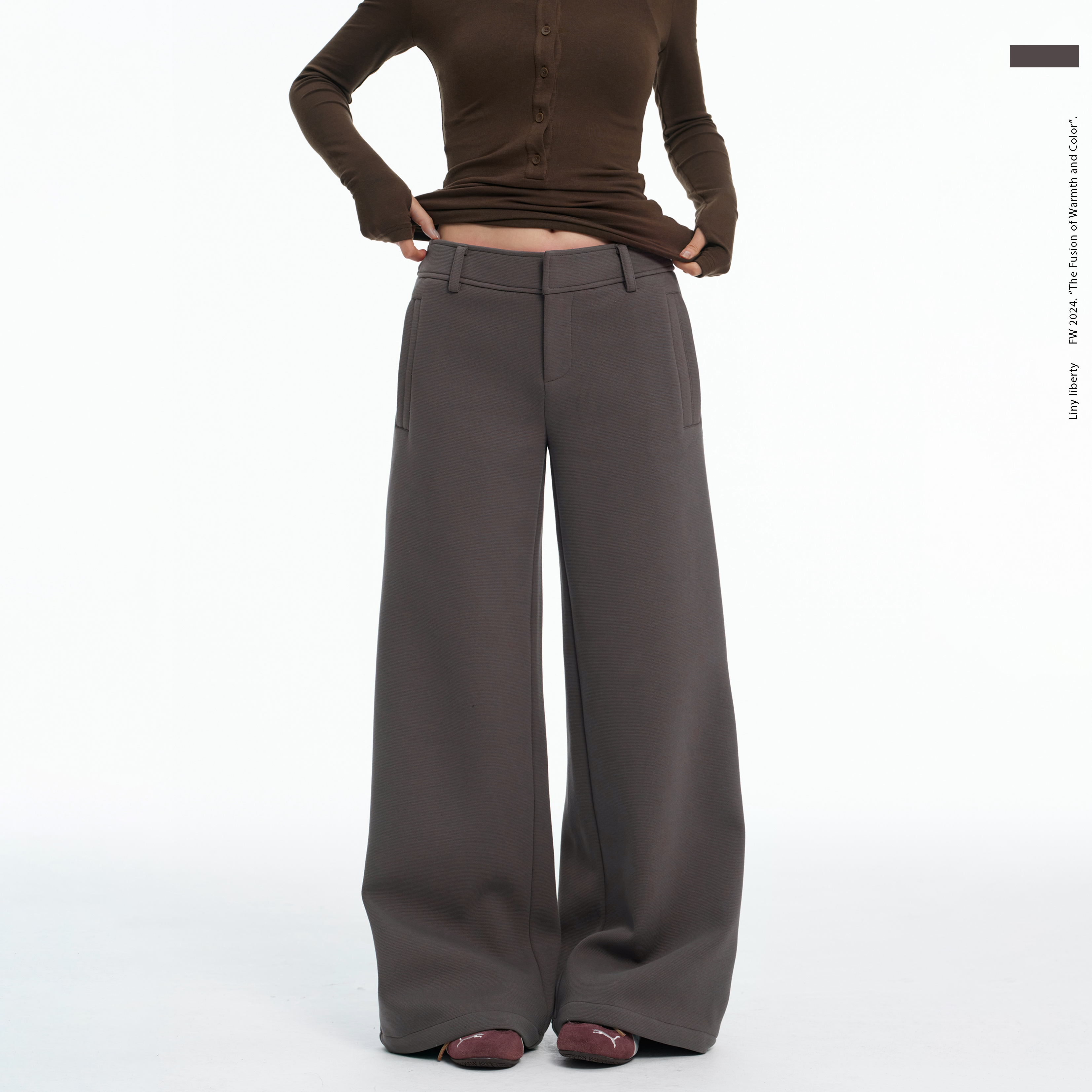 LINY LIBERTY 24SS 冬季复古低腰宽松显瘦直筒休闲拖地长裤女