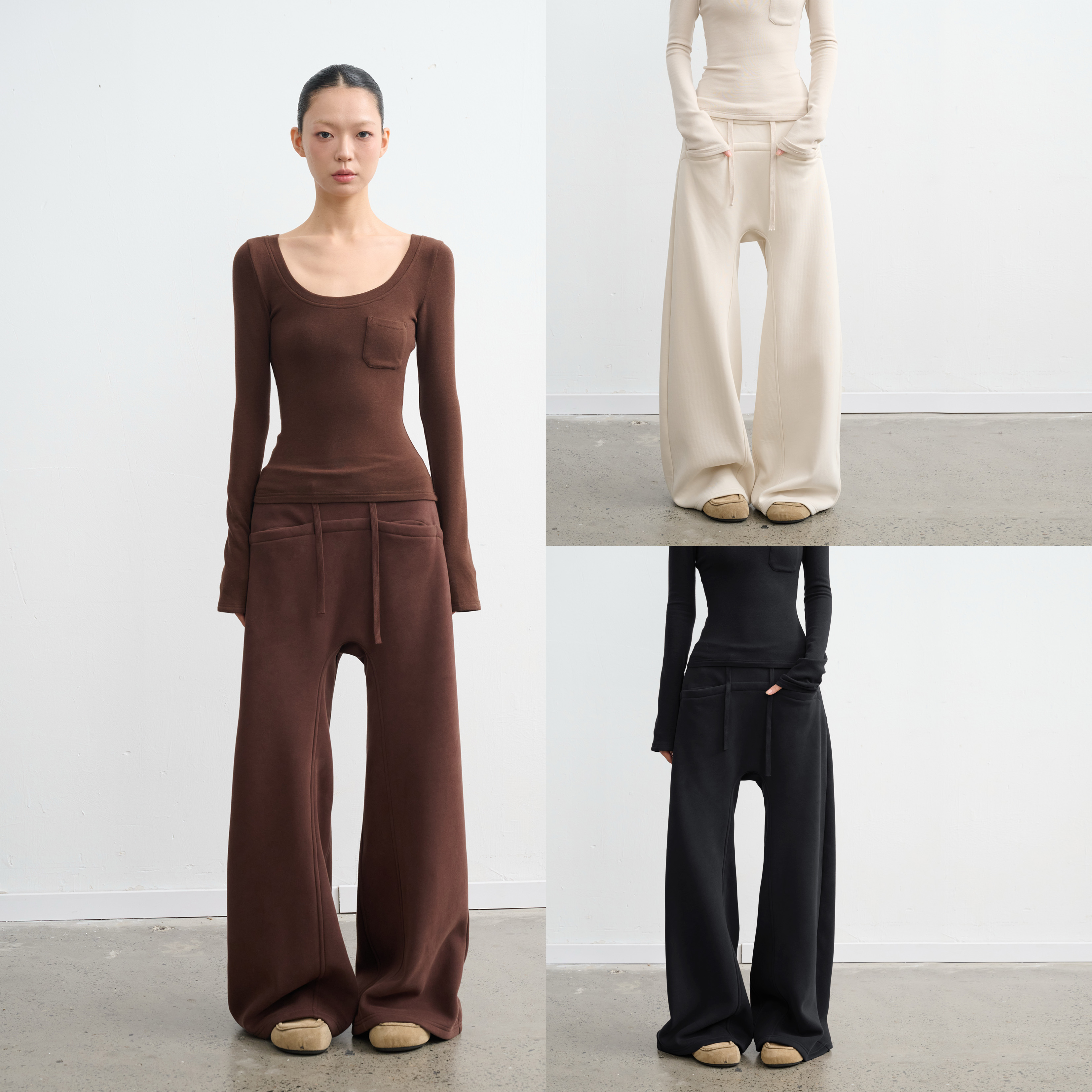 慵懒风纯色直筒宽松阔腿裤女长裤