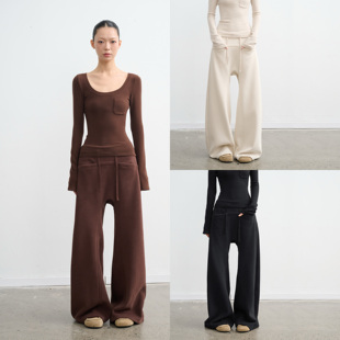 女休闲针织抽绳长裤 LINY 慵懒风纯色直筒宽松阔腿裤 25AW LIBERTY