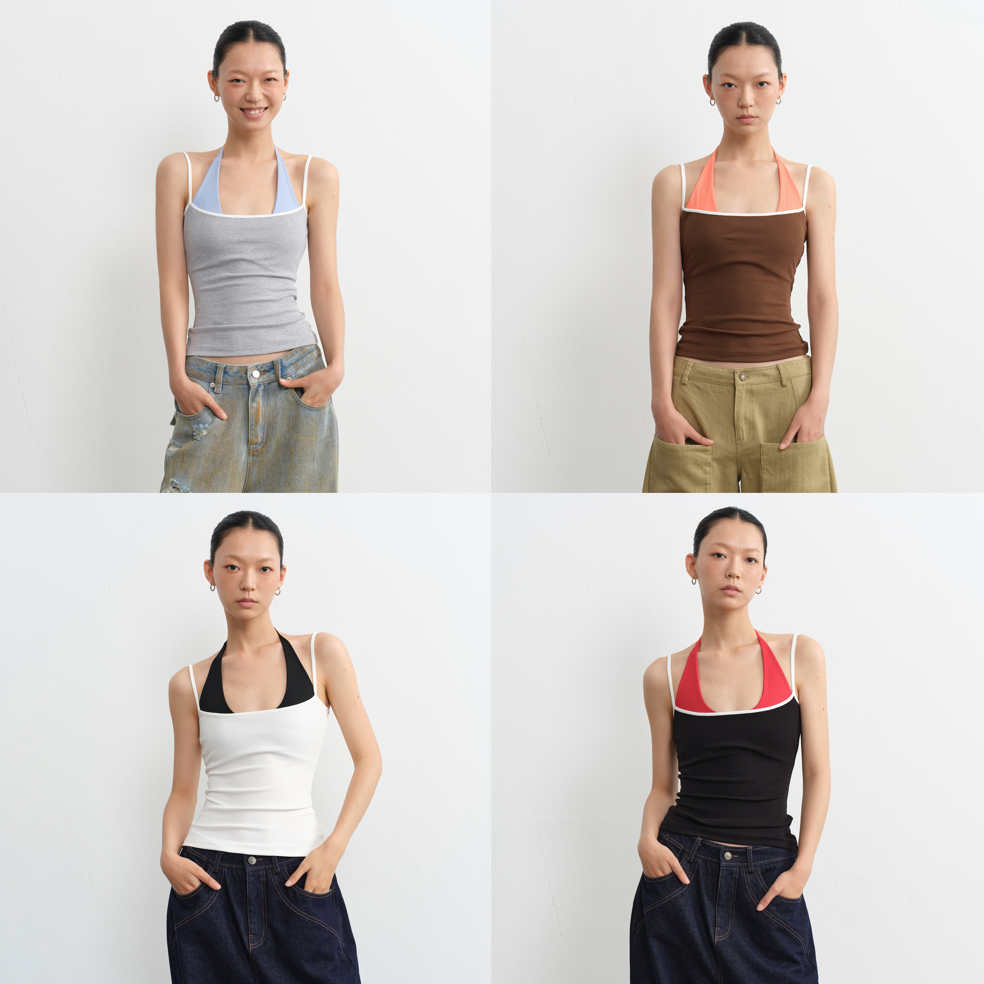 纯色吊带背心女夏修身辣妹T恤