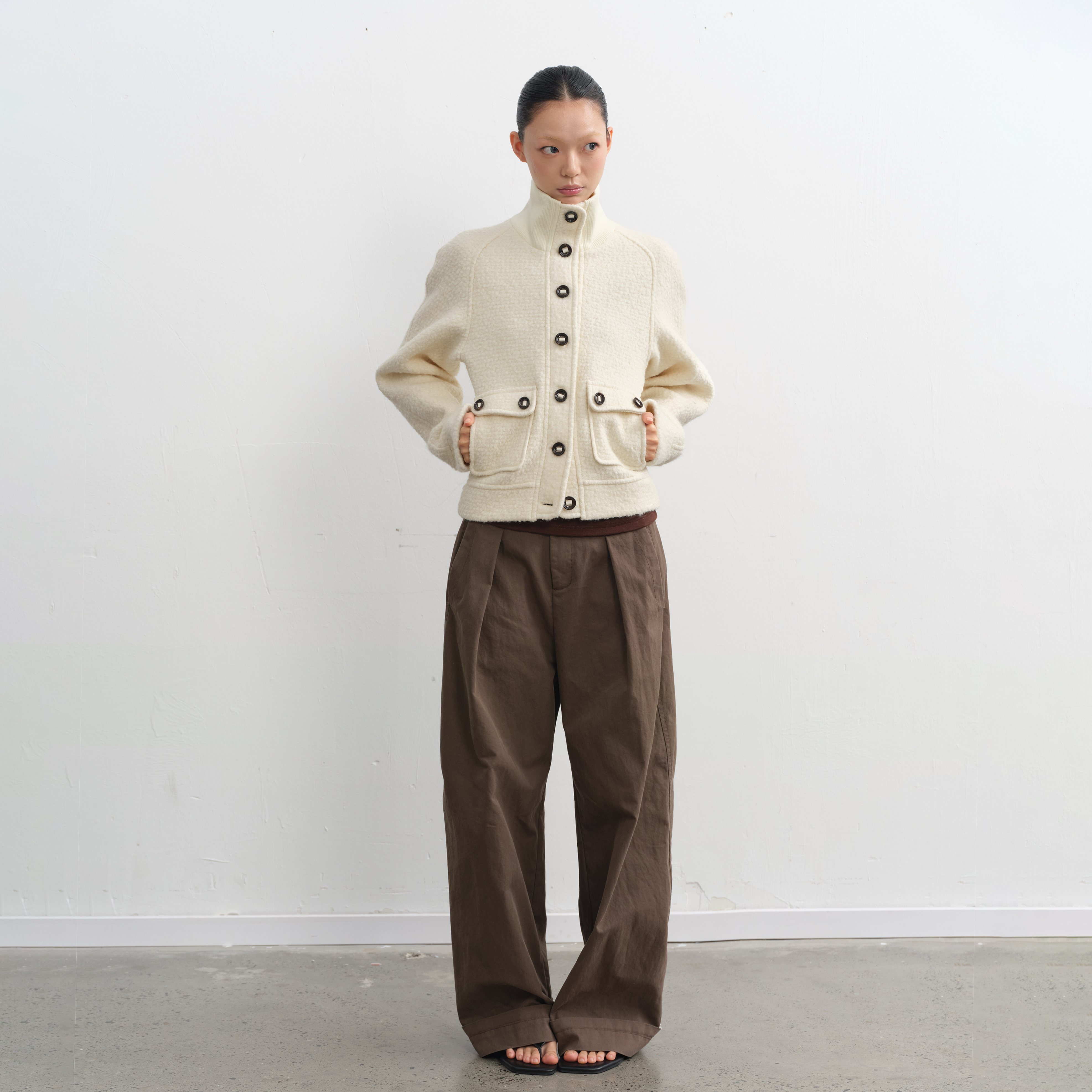 60羊毛复古设计感短款毛呢短外套