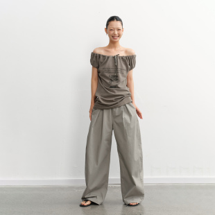 复古设计感一字肩针织印花T恤女宽松短袖 25SS 上衣 LIBERTY LINY