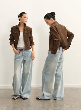 LINY LIBERTY 25AW 100%棉复古灯芯绒夹克女短款宽松拉链外套上衣