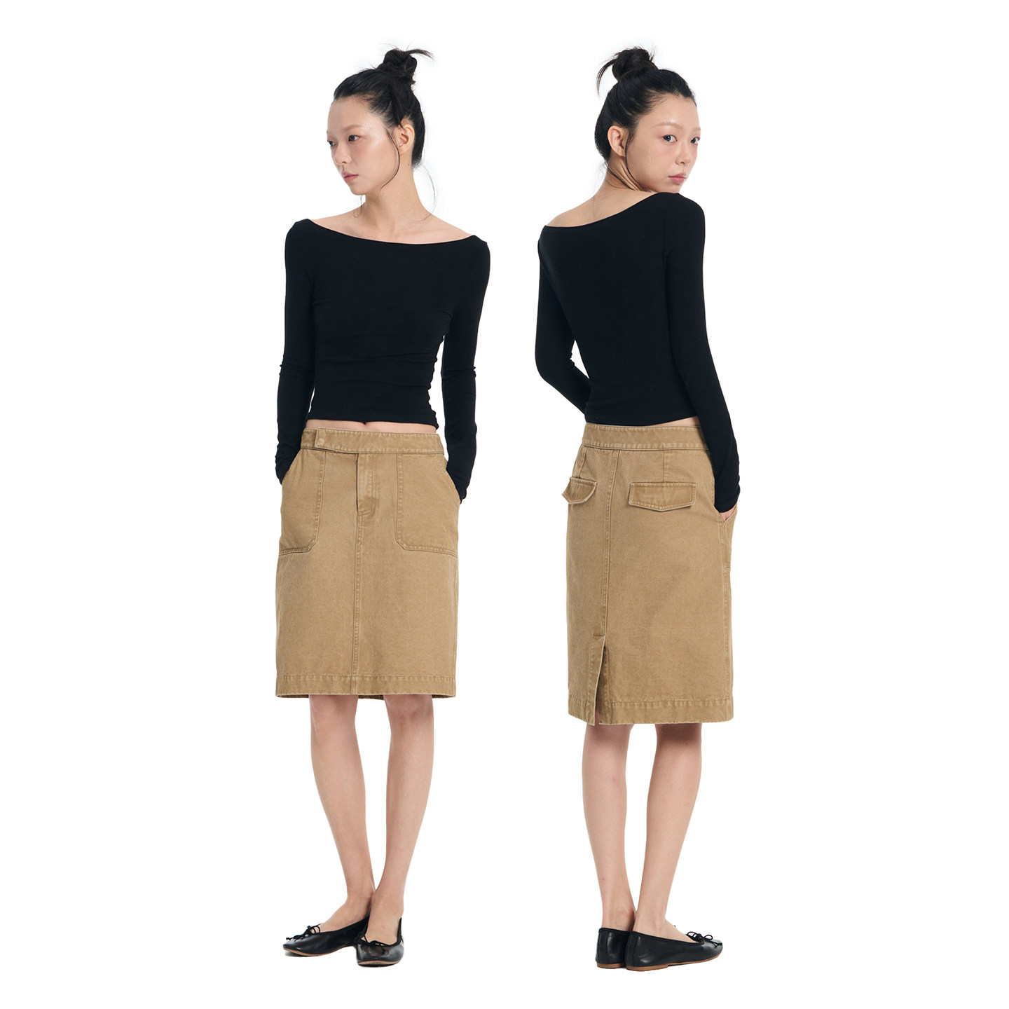 LINY LIBERTY 26AW 设计感水洗工装直筒裙女中长款复古做旧半身裙