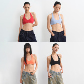 25SS LINY LIBERTY 设计感纯色带胸垫挂脖吊带背心女针织弹力上衣