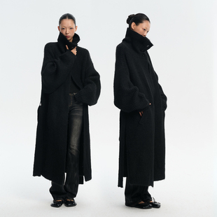 LINY LIBERTY 25AW 设计感复古立领针织毛衣女中长款秋冬加厚外套