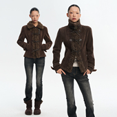 25AW LINY LIBERTY 复古设计感棕色麂皮夹克上衣女秋冬加厚外套