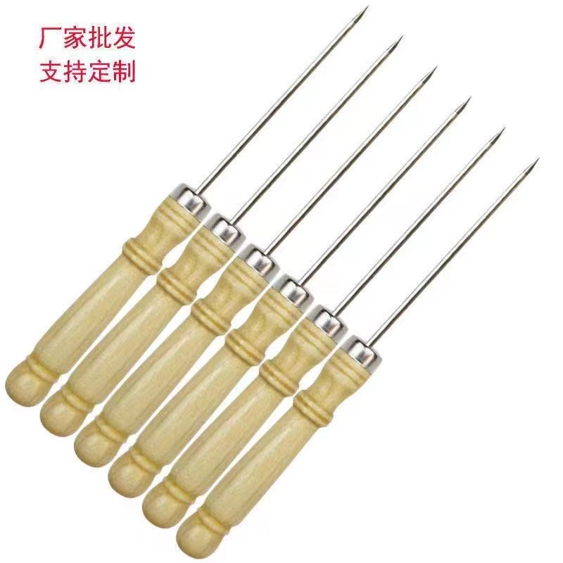 章鱼小丸子钢针鱼丸针章鱼签挑签 挑针木柄钢签章鱼烧针鸡蛋仔针