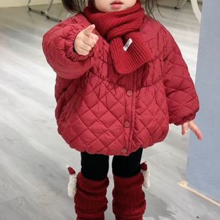 女童加绒夹棉加厚棉服外套秋冬季2026新款小儿童宝宝洋气短款棉衣