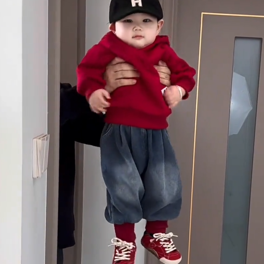男童秋冬季加绒套装2026新款婴儿童洋气男宝宝冬装连帽卫衣两件套