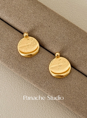 PANACHE 一款多戴金色肌感小圆片耳钉 小众简约通勤百搭耳环女