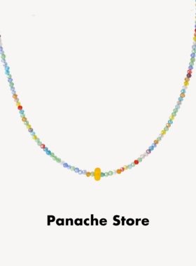 PANACHE 橙子汽水 彩色水晶琉璃糖果色项链 小众叠戴百搭锁骨链