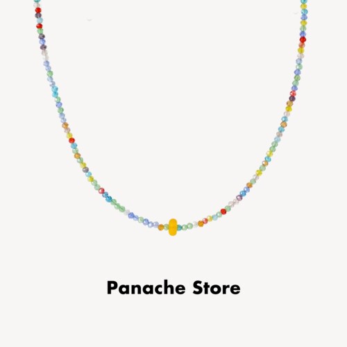 PANACHE 橙子汽水 彩色水晶琉璃糖果色项链 小众叠戴百搭锁骨链